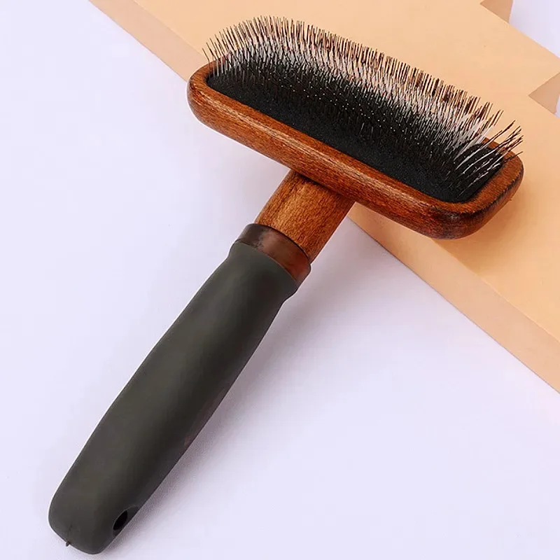 Professional Dog Brush for Long Hair Pets Wooden Grooming Comb Removes Loose Undercoat Massages Skin Cat Brush
