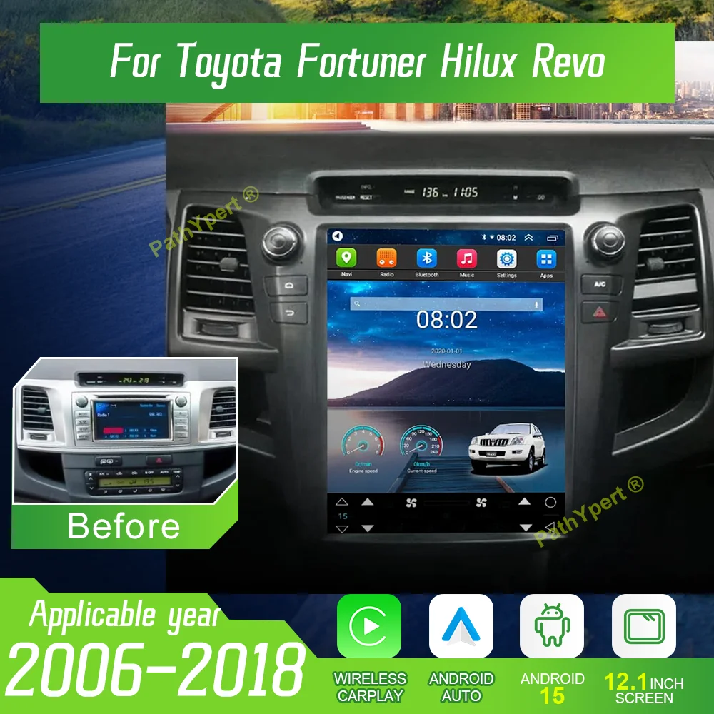 

Android 15 For Toyota Fortuner Hilux Revo 2006-2018 QLED Screen Carplay Auto Multimedia Video Player 4G GPS Navigation Bluetooth