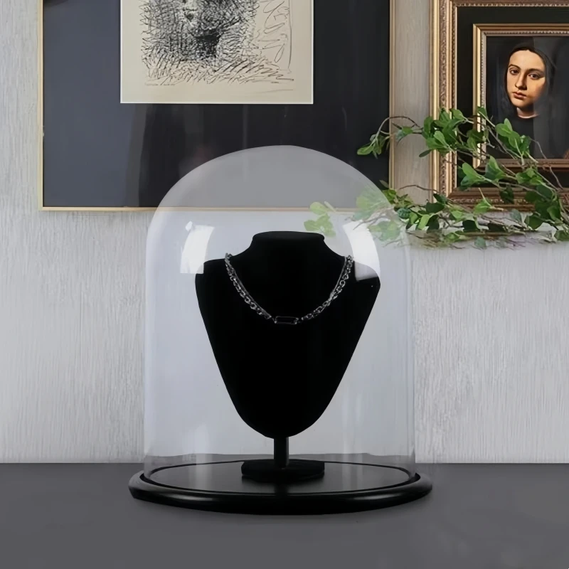 35*40cm Super Big Size Glass Dome Vase Home Decoration Black Base Transparent Jewelry Cover Wedding Live Prop Friend Favor Gift