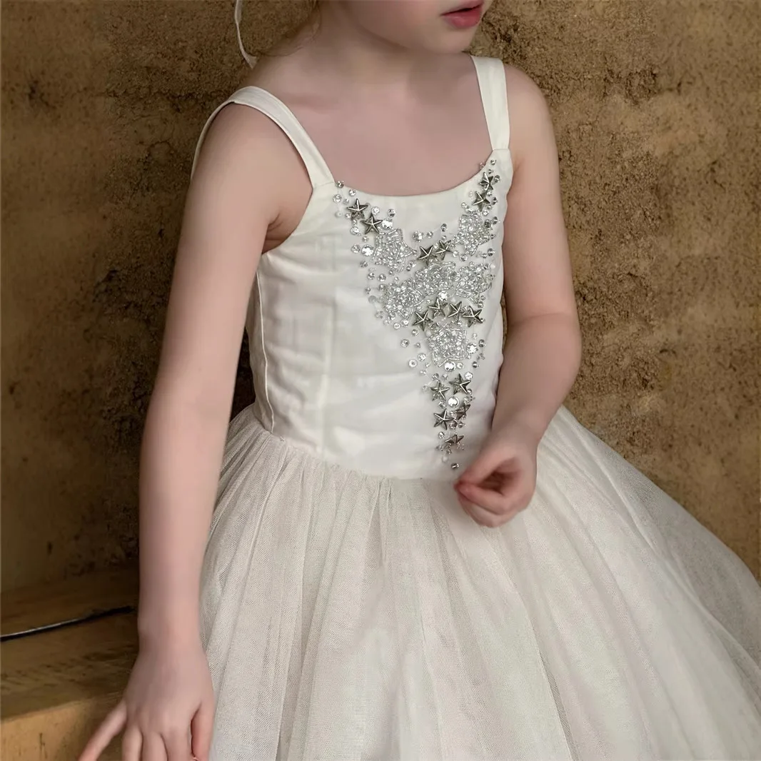 

Детская одежда: Новое модное хлопковое балетное платье-халтер для девочек, весна-лето 2026, из тюля, в стиле принцессы