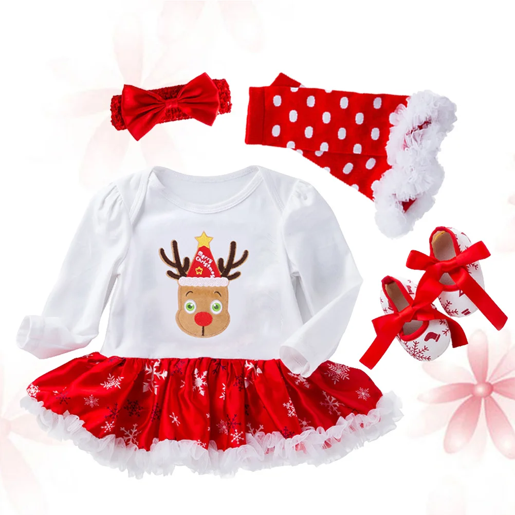 طفل ارتداءها طفل عيد الميلاد الغزلان فستان الوليد 0-3 أشهر S لطيف الرنة طويلة الأكمام ارتداءها الاطفال عيد الميلاد زي حفلة