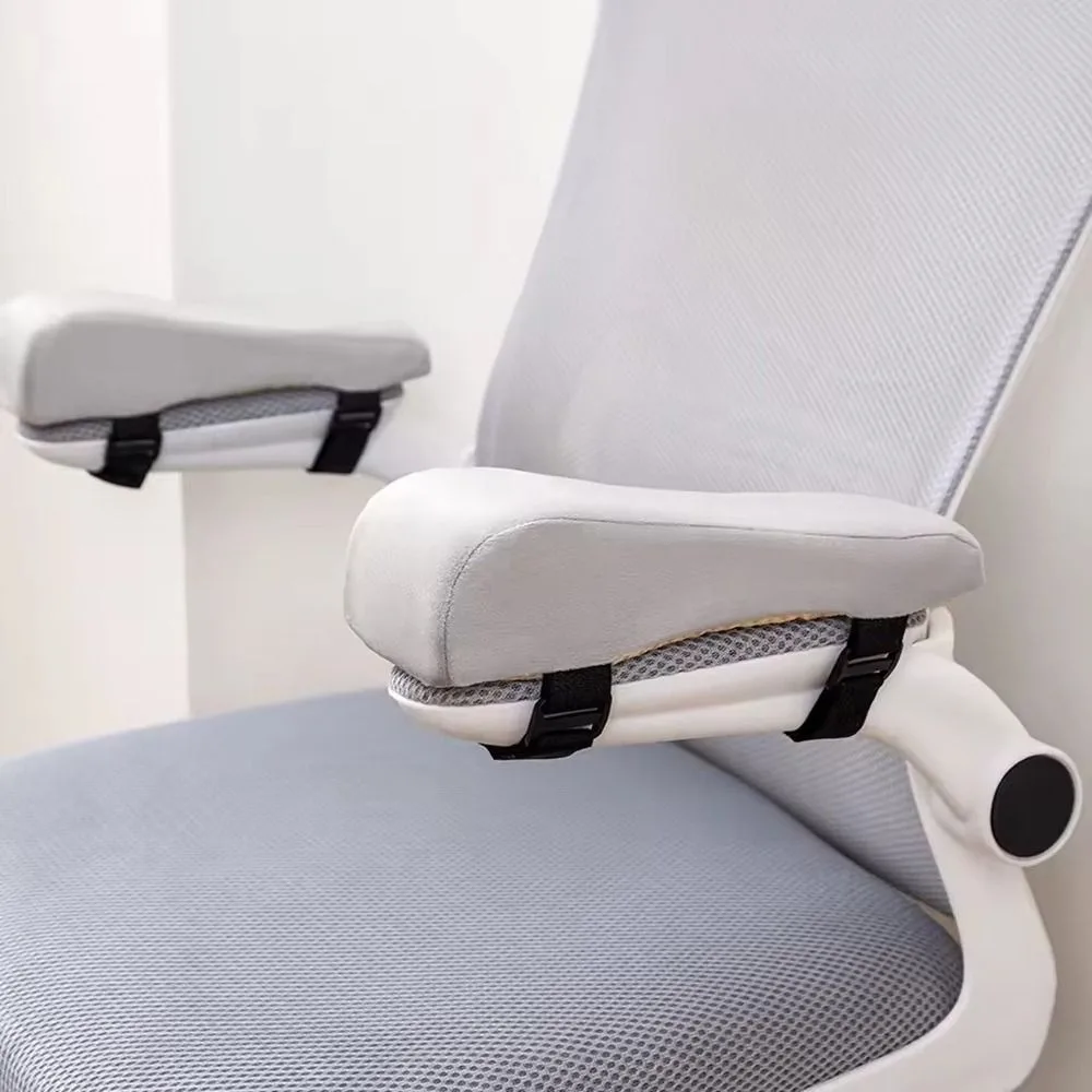 Sponge Foam Chair Armrest Pad Curve Design Thick Cushion Arm Rest Mat Fasten Strap Adjustable Belt Height Increase Cushion