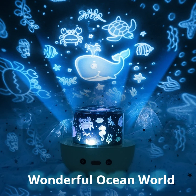 Remote Control Crown Duck Romantic Starry Sky Rotating Projection Light Bluetooth Audio Atmosphere Night Lamp Girlfriend Gift