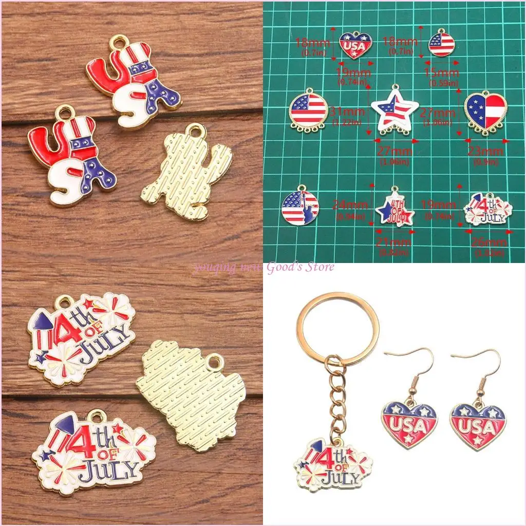 

57QA Alloy Charm Handmade Keychain Pendant Independence Day Theme Decorative Pendant