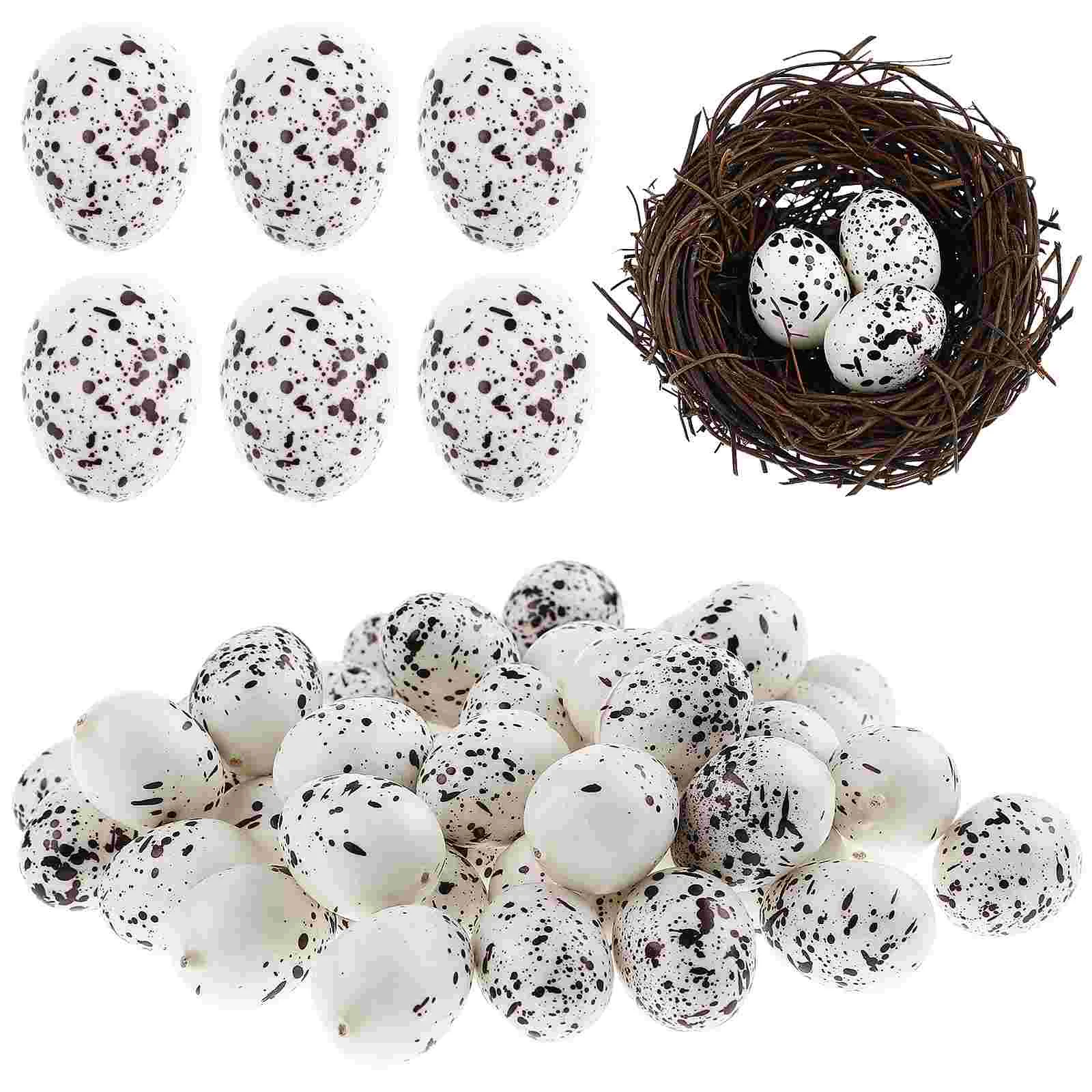 50 Pcs Bird Simulation Egg Toys Eggs Crafts Fake Chicken White Baby Mini Ornaments