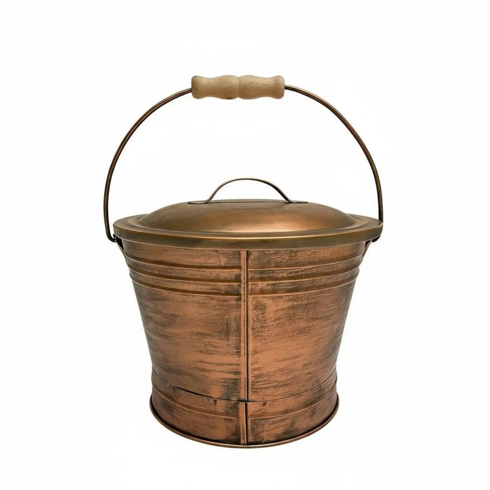 Vintage Copper Ash Can Sturdy Iron Construction for Fireside, Hearth