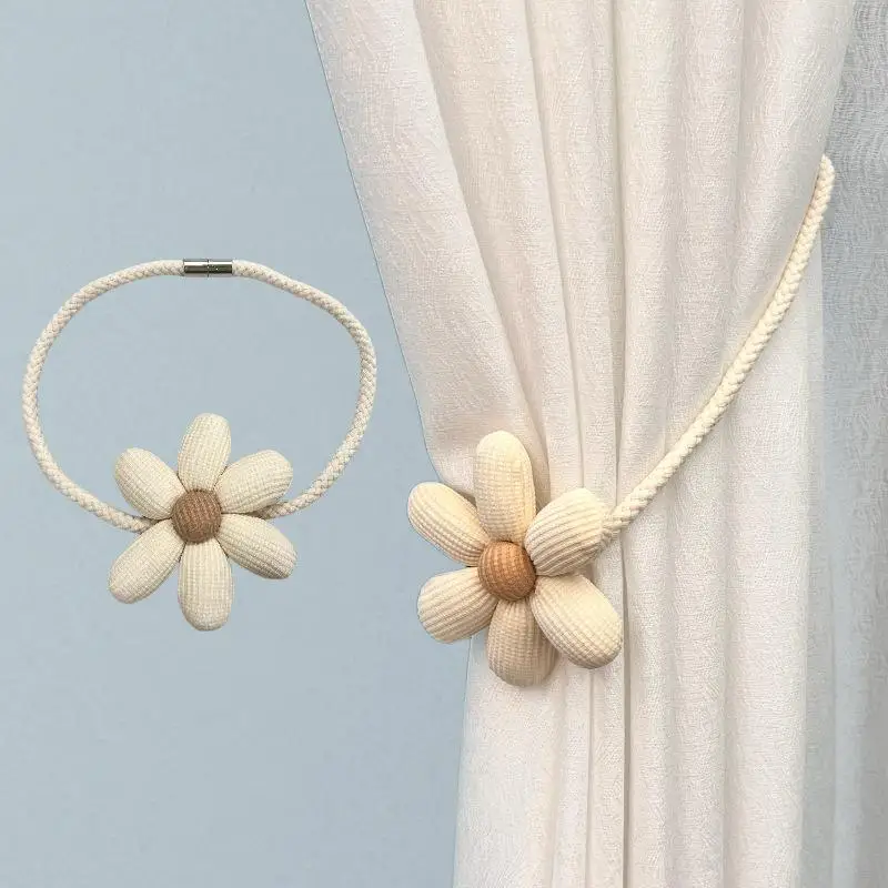 1Pcs Door Curtain Holdback Flower Magnetic Window Curtain Buckle Curtain Rope Bundle For Bedroom Living Room Home Decor