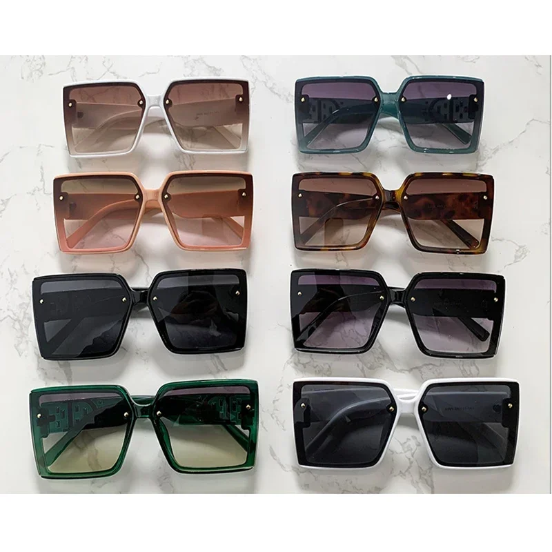 Classic Brand Designer Square Sunglasses Women 2023 New Trendy Sun Glasses Fashion Vintage Luxury Diamond Big Frame Shades UV400