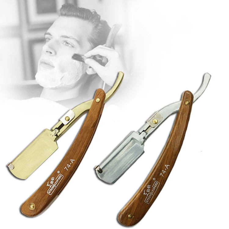 navaja de afeitar barbería rasier messer Cuchillo de afeitar plegable de acero inoxidable 1P, mango de barba, maquinilla de afeitar recta, herramienta de peluquería, afeitadora Manual cómoda para hombres