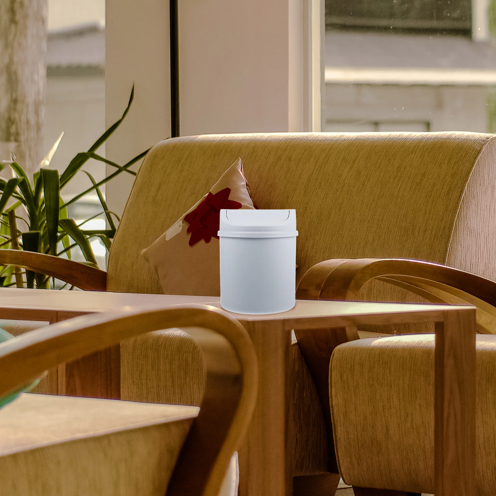 

Mini Trash Can With Swing Lid For Desktop Office Kitchen Bathroom Compact Garbage Bin Waste Basket Small Trash Can