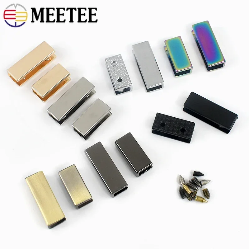 5/10/20Pcs Belt Tip Metal Buckle 19/25mm Straight Edge Banding Clasp Bag Strap Side Clip Screw Buckles Decorate Button Accessory