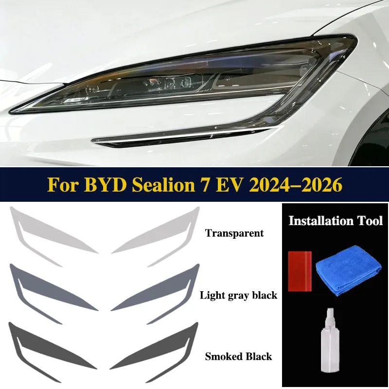 For BYD Sealion 7 EV 2024-2026 TPU Headlight Car Pre Cut Protect Film Transparent Black Exterior Car Accessories Repair Sticker