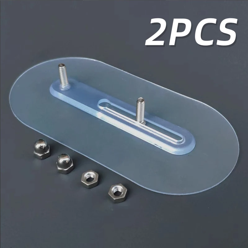  2PCS Transparent Strong Screw Wall Hook Stickers Self-adhesive Double Nails Adjustable Hook Waterproof Kitchen Bathroom Holder