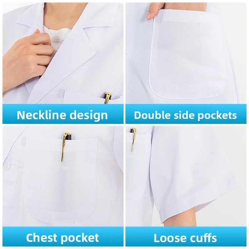 반팔 실험실 가운 의사 간호사 학생 의료 미용 클리닉 약국 작업복 슬림핏