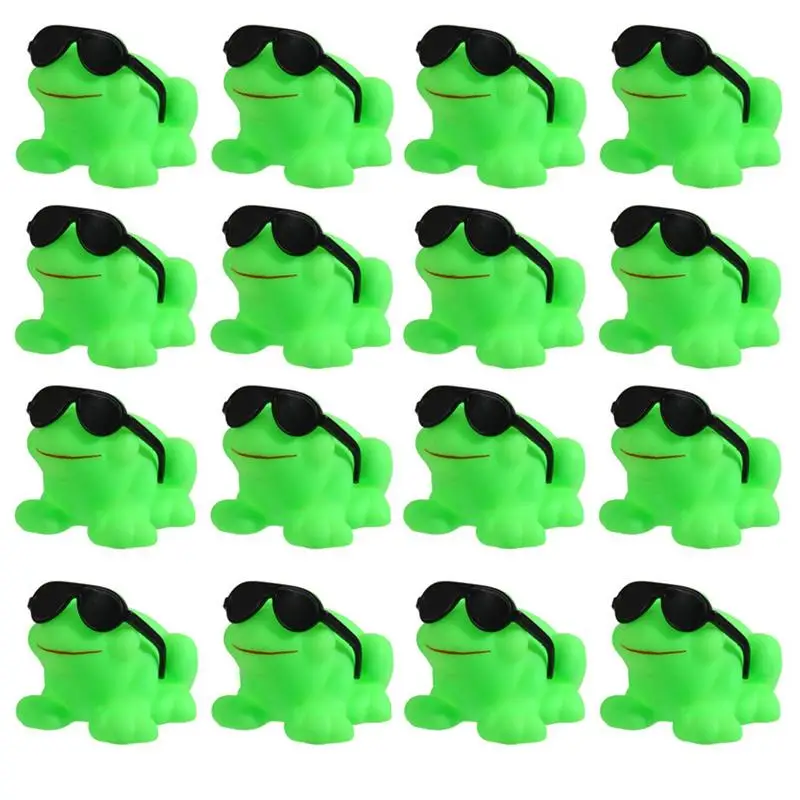 

16 PCS Rubber Frogs Squeak And Floating Green Frog Bath Toy Baby Shower Swimming Bathtub Toys For Shower Frogs Birthday Gifts