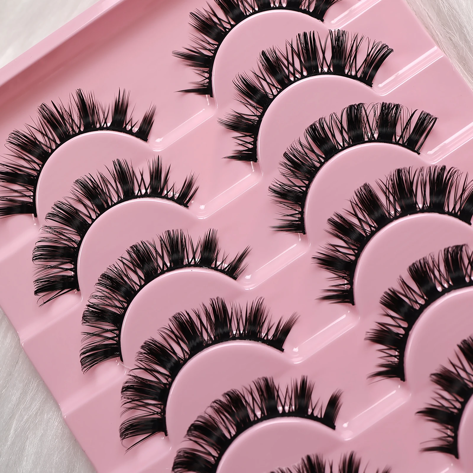 10 pares de cílios postiços russos d curvados, cílios postiços macios e reutilizáveis para data diária de festa, extensões de maquiagem para os olhos para iniciantes