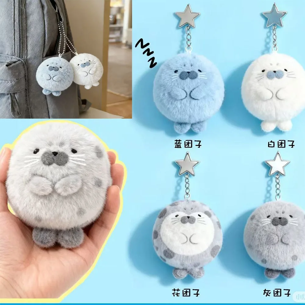 Niedliche Weiche Plüsch-Siegel-Schlüsselanhänger Kawaii Tier-Schulranzenanhänger Rucksack-Accessoires Weihnachts- und Neujahrsgeschenke