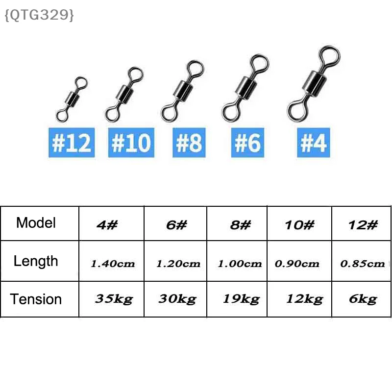 Durable Metal Bearing Swivels 100Pcs, Smooth Rotating Fishing Connectors to Prevent Line Twist, Bulk Pack