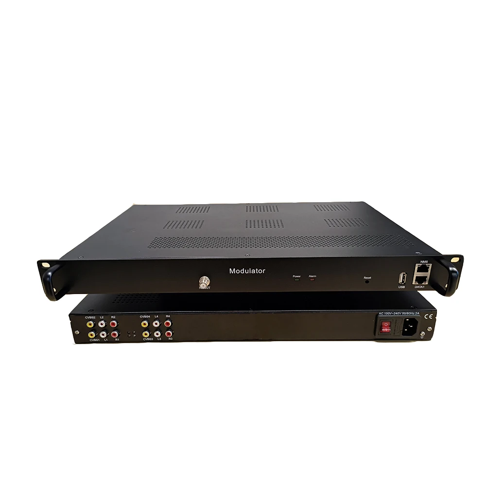 

4 8-channel SD encoder modulator AV cvbs to RF DVB-T ISDBT ATSC DVB-C Broadcast TV transmission equipment IP TO RF AV TO IP