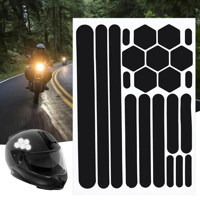 Pegatinas reflectantes negras para casco de motocicleta, cinta reflectante autoadhesiva, pegatinas de seguridad para la noche