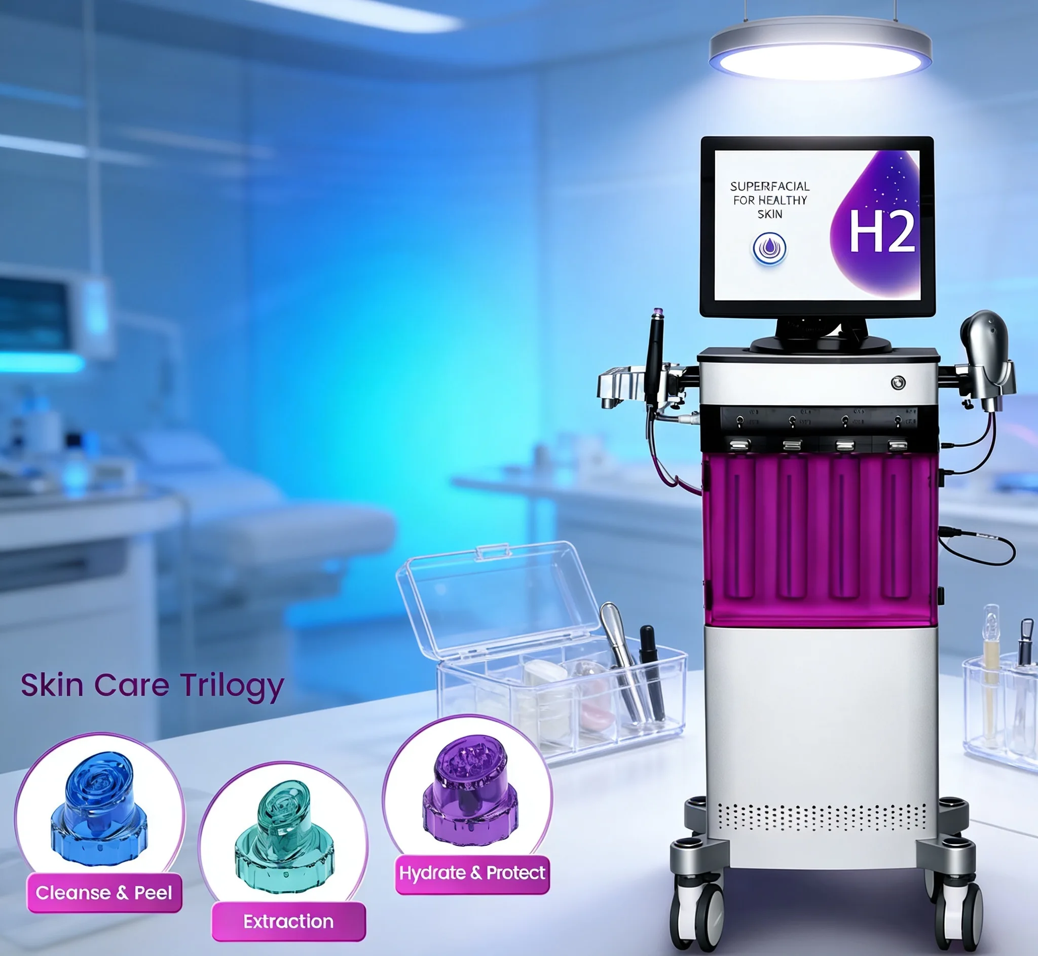 آلة العناية بالبشرة متعددة الوظائف للوجه من هيدرا أوكسجين: تنظيف الوجه، تجديد، إزالة الرؤوس السوداء #1