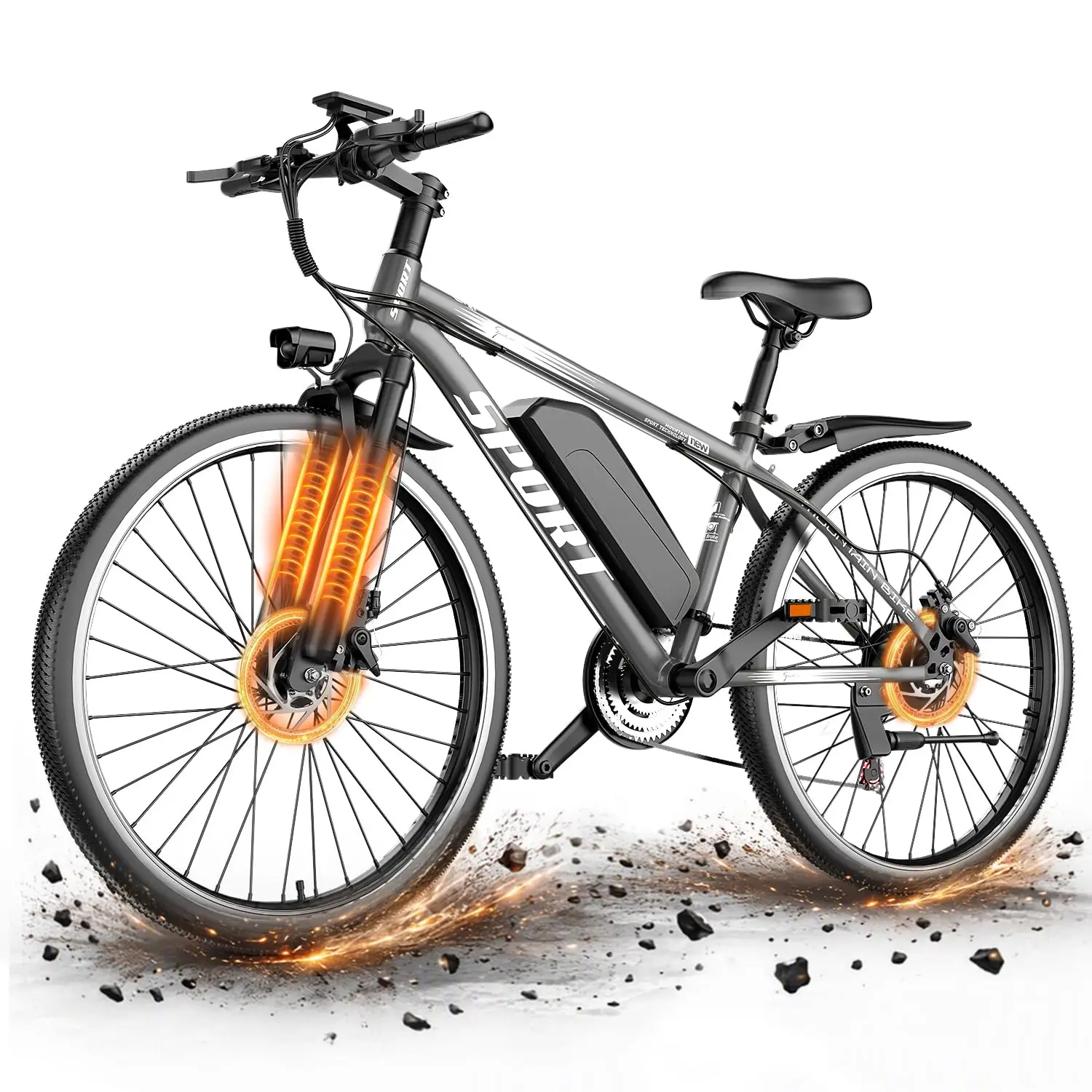 1500W Peak Motor Mountain Electric Bike, 25MPH 45Miles 48V Battery 7-Speed 26