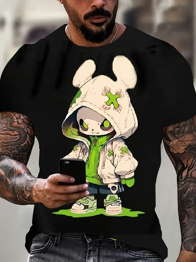 

Cartoon men's short sleeved T-shirt, cool duck pattern T-shirt, summer casual round neck short sleeved shirt, minimalist men's T