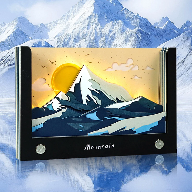 

Календарь Time Piece 2026 Настольный календарь со светодиодной подсветкой 3D-разрывной календарь Резьба по бумаге Художественный блокнот Блокнот Подарок на Рождество