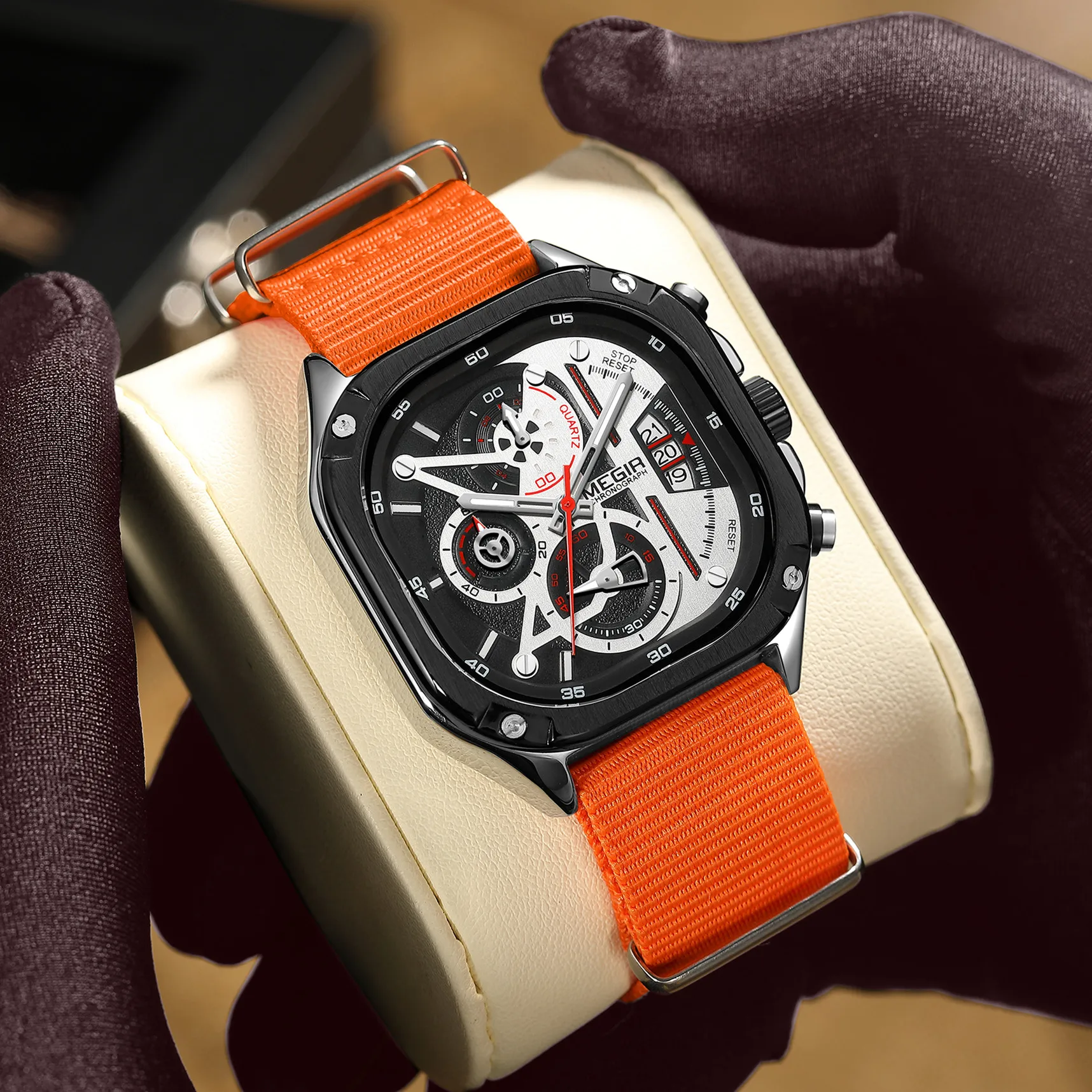 

MEGIR Business Man Wristwatch Date Chronograph Waterproof Luminous Luxury Men Watch Stainless Steel Quartz Men's Watches Male