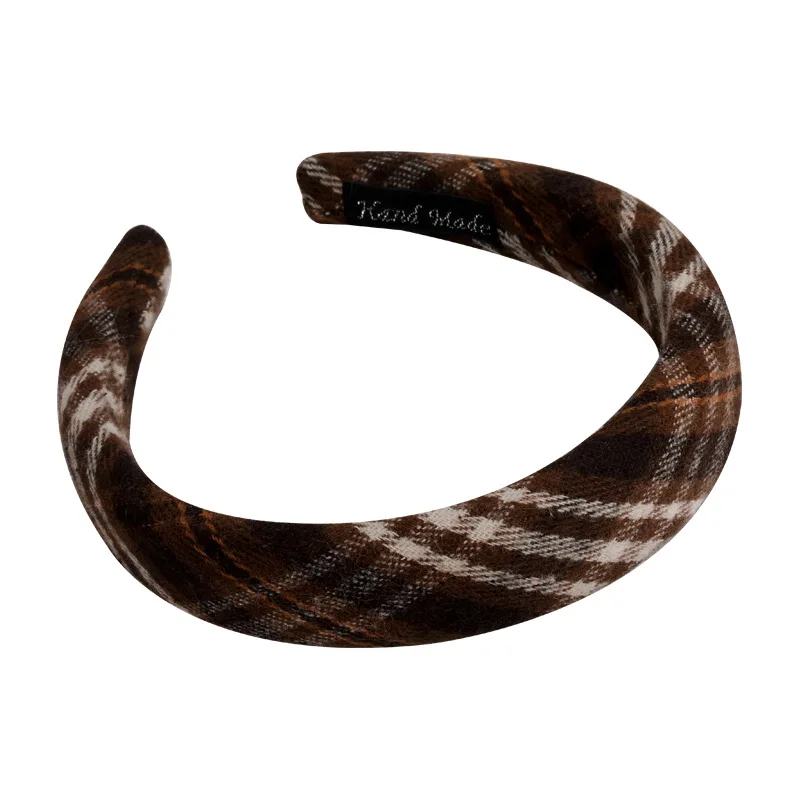 UXSL Retro Classic Plaid Headband Thick Sponge Wide Bezel Hair Hoop for Woman Girl Temperament Hairband Fashion Hair Accessories