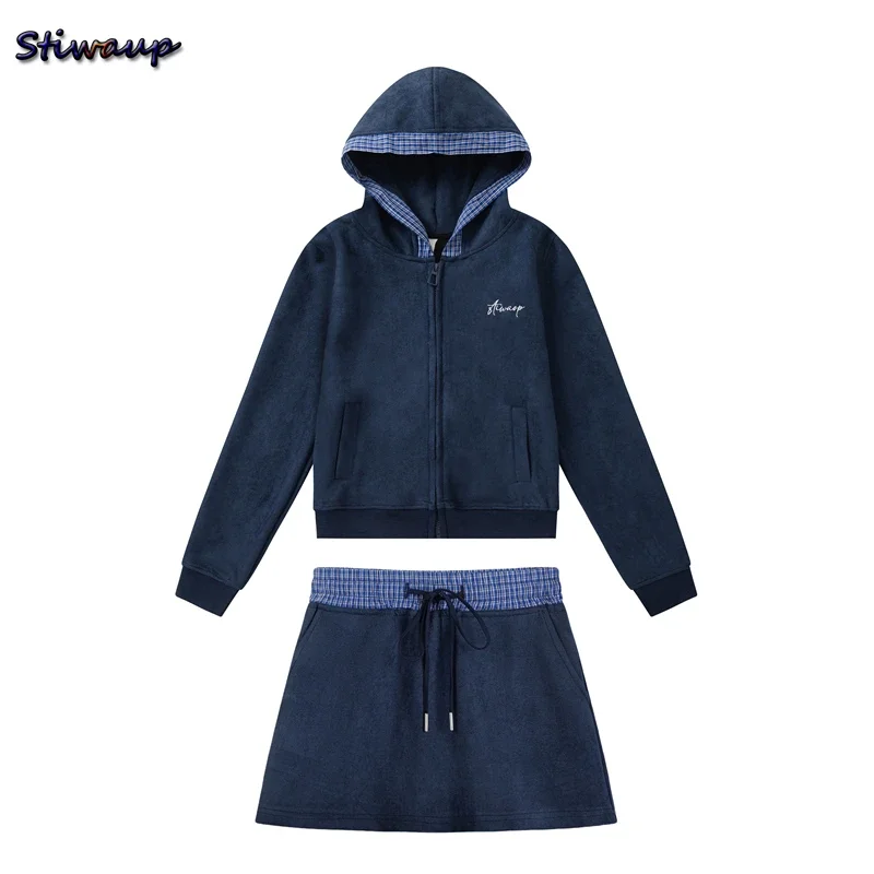 Two Piece Short Skirt and Crop Top Set 2025 Spring New Crop Top Hoodie Y2k with Short Skirt Suit Sets for Women 2 Piece Outfit