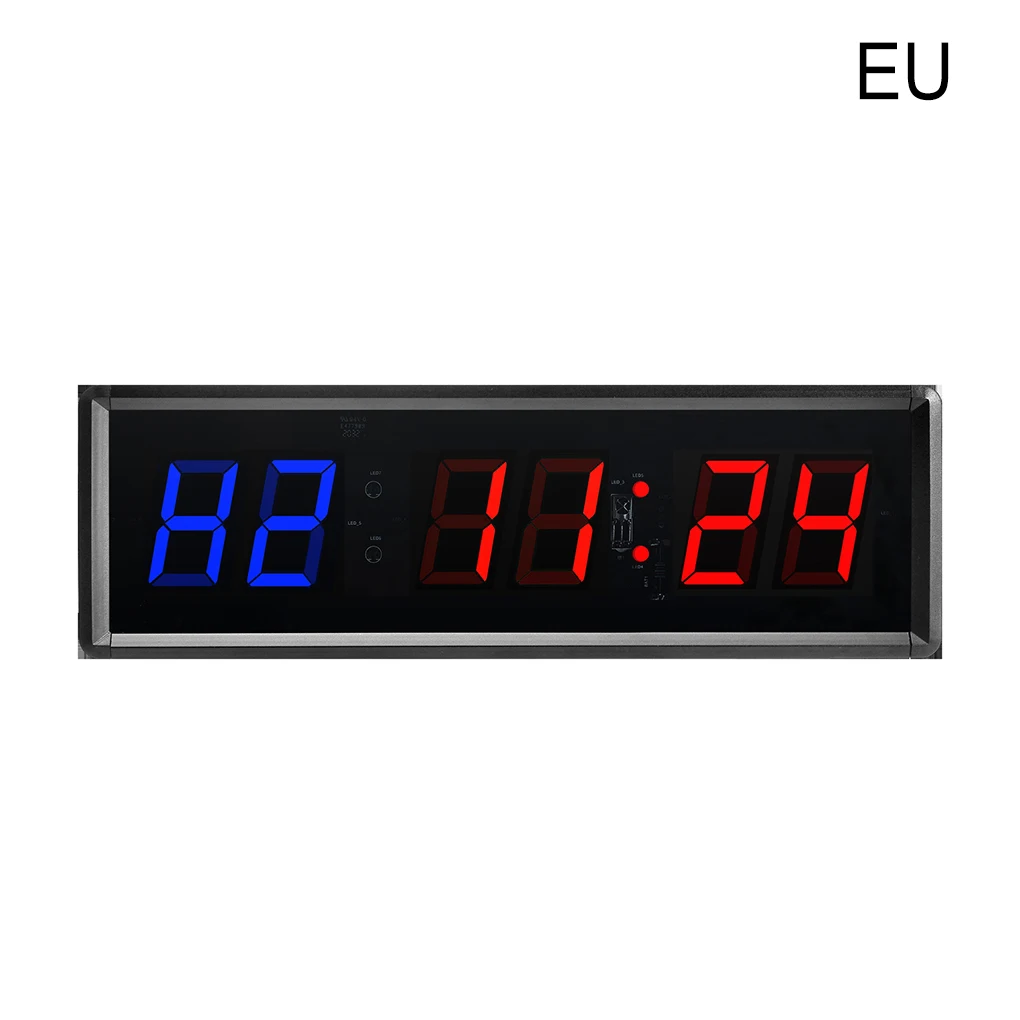 1.5inch EU Plug Fitness Interval Timer Remote Control Countdown Aluminum Alloy Clock Count-up Workout Stopwatch