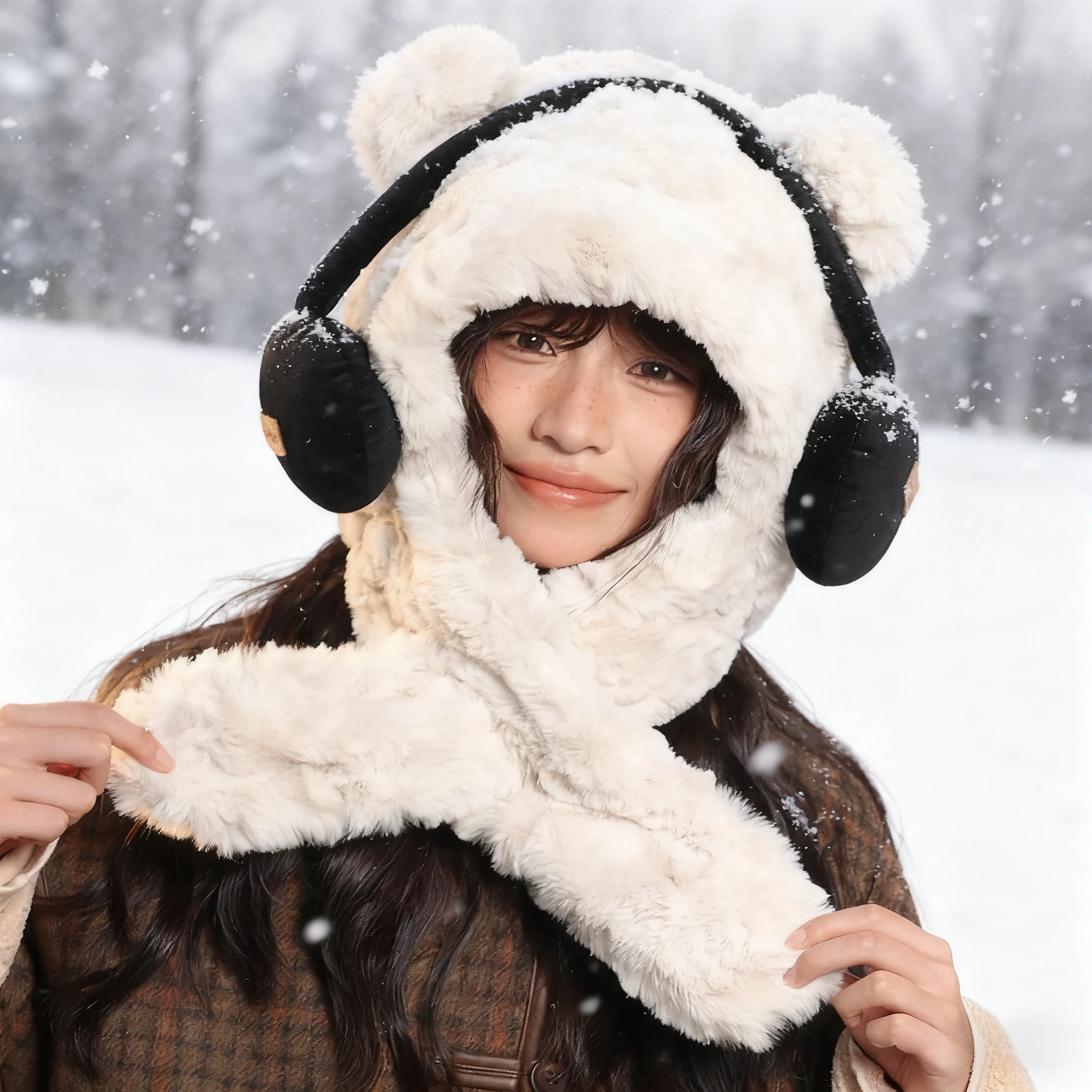 الدب سماعة قبعة وشاح مجموعة الشتاء القطيفة هوديي للفتيات Kawaii موضة سميكة الدافئة غطاء للأذنين للاستخدام اليومي في الهواء الطلق