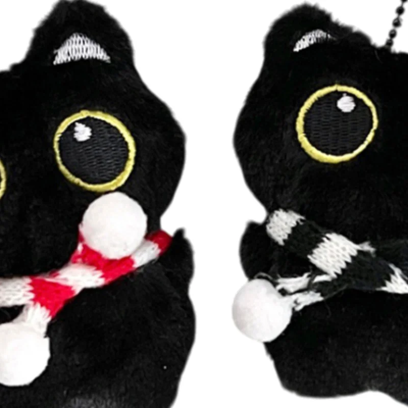 카와이 고양이 인형 가방 펜던트 키체인 플러시 소프트 고양이 인형 자동차 키링 데스크탑 장식 백팩 참 펜던트 선물