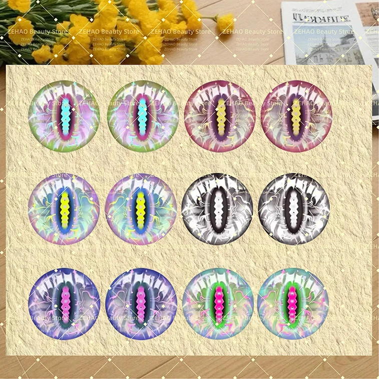 12Pcs Select Size 10MM-40MM Glass CabochonChaos Dragon Soul Eye Component Decorative Accessories DIY Doll Accessories JD026