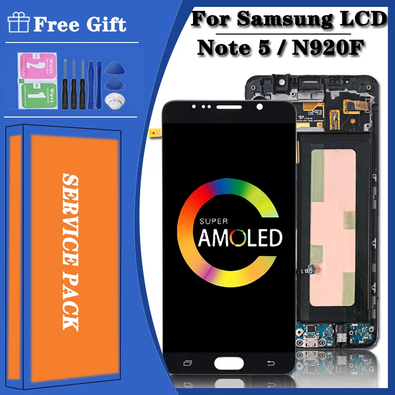 Pop 5,7 ''para Samsung Note 5 LCD N920 N920F N920A N920C pantalla LCD Digitalizador de pantalla táctil para Samsung Note5 LCD Burn Shadow