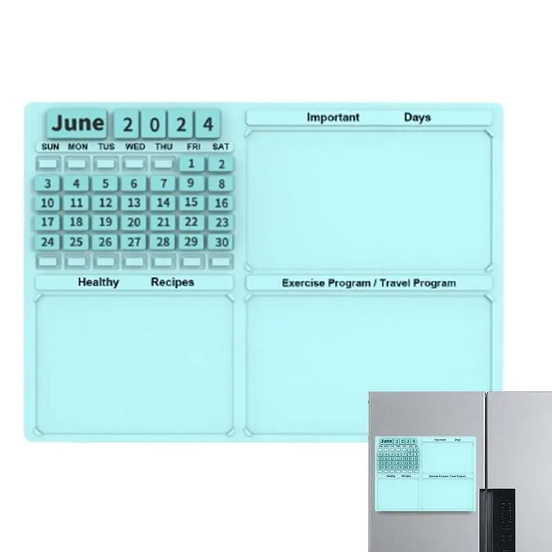 Silicone Calendar Reusable Refrigerator Magnetic Message Board Planner Children's Interactive Puzzle Perpetual Calendar Sticker