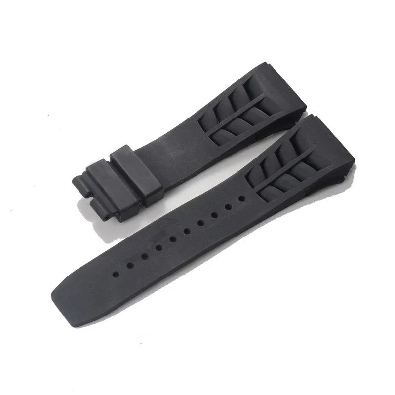 High quality soft silicone strap for Richard Mille RM53/055/011/050 men\'s waterproof and sweat proof rubber bracelet 25mm