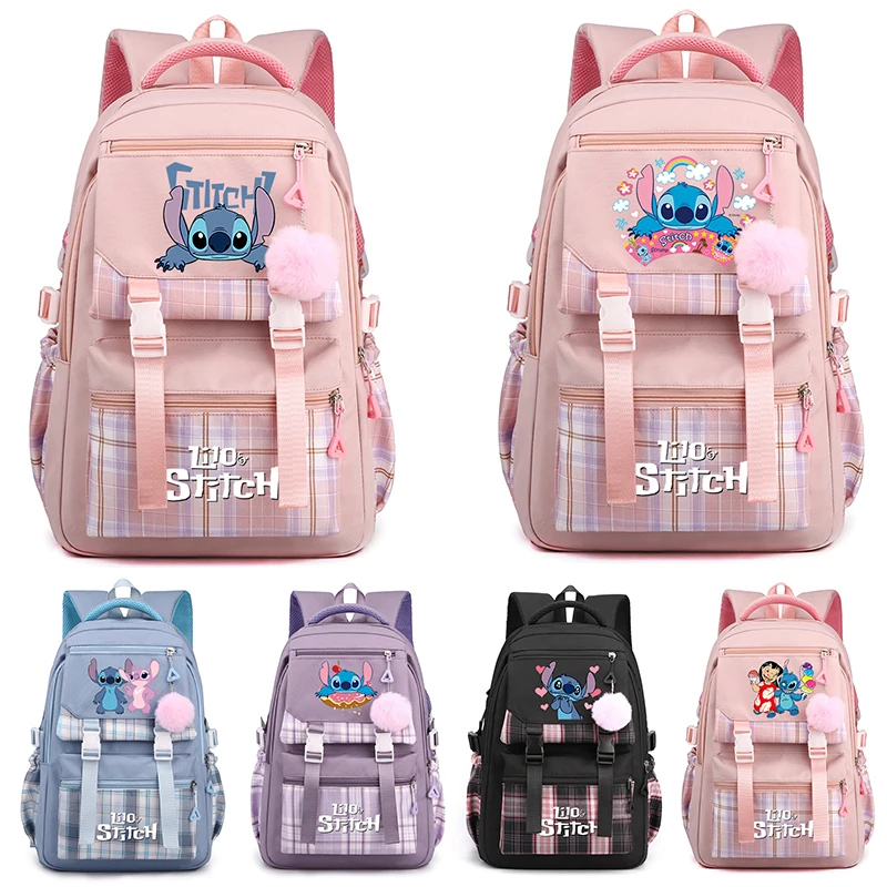 

MINISO Lilo Stitch Backpack Cartoon Sport Rucksack for Girl Bagpack Laptop Teen Travel School Student Teenager Bookbag