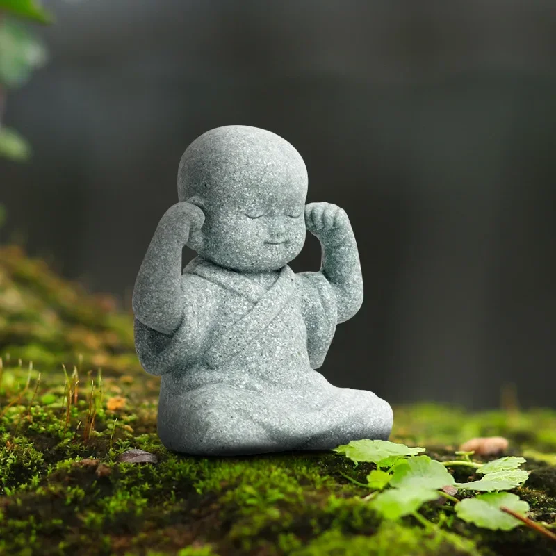

Little Buddhist Monks Figurine Buddha Stone Statue Tibetan Buddhism Zen Monk Garden Ornament Meditation Home Aquarium Decoration