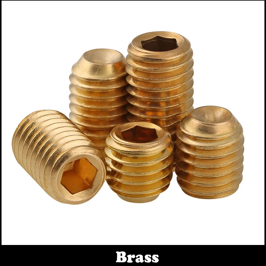 

M2 M2.5 M3 M4 M5 M6 M8 M10 M12 OD 2mm 3mm 4mm to 40mm Length Brass Allen Head Inner Hex Hexagon Socket Grub Cup Point Set Screw