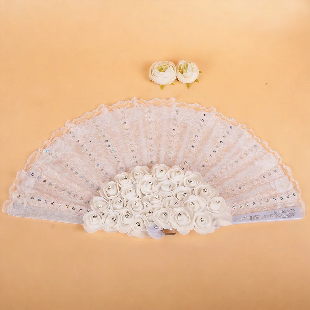 Bridal Handheld Fan Vintage Bridal Lace Fan Bride Fan Intricate For Engagement Party Gifts Bridesmaids
