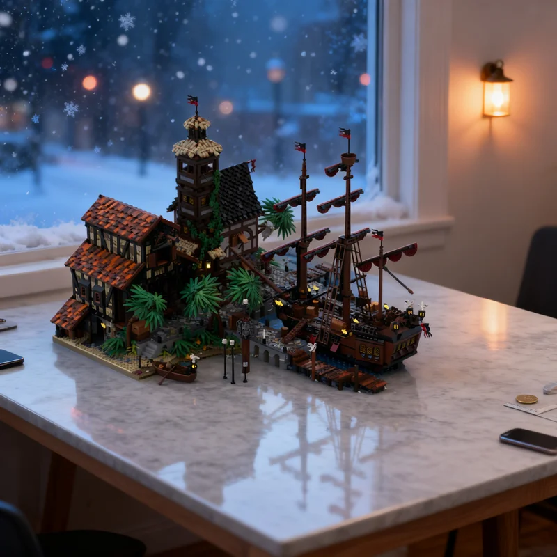 

14428pcs MOC Port Sauvage A Pirate Town Pirates Model Building Blocks Toy Gift Creative Display Collectible Desk Premium Adult