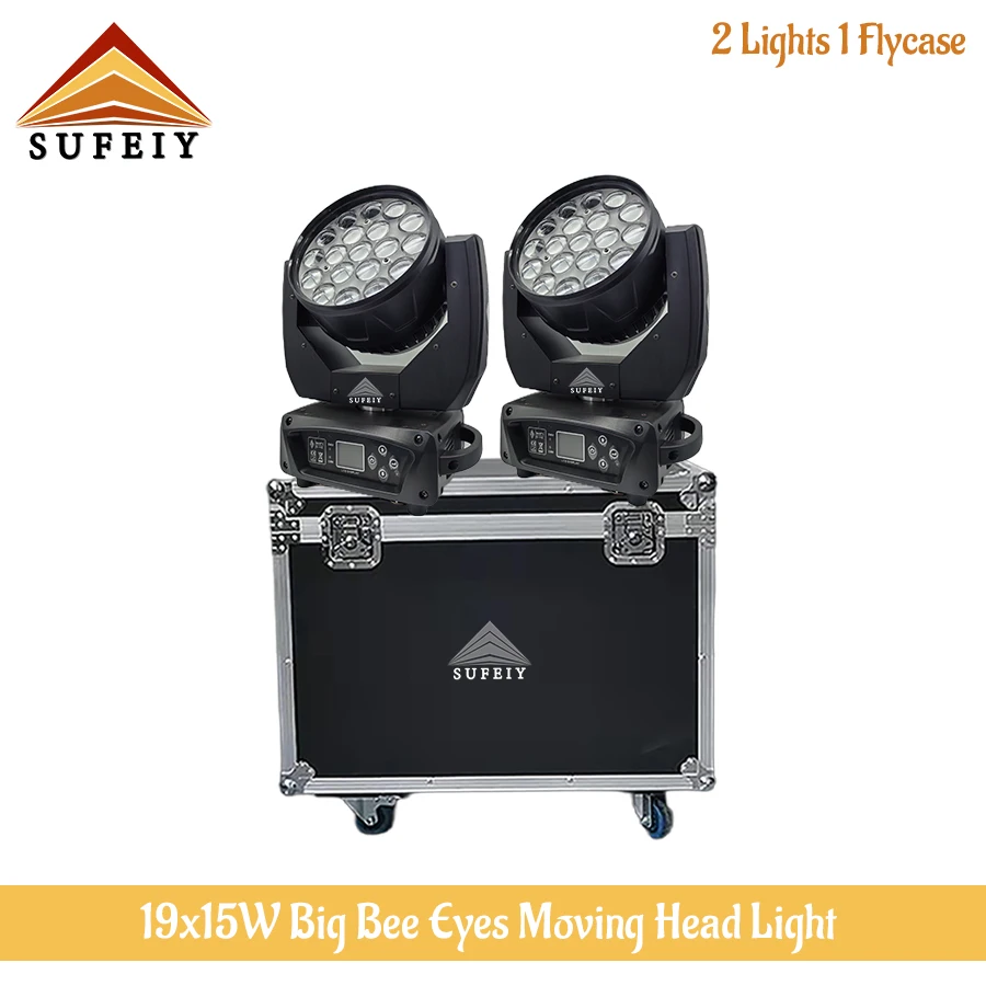 

0 Tax 2Pcs 19x15W 4in1 Beam Wash Light With Flight Case 19x15W RGBW Zoom Moving Head Lighting for Disco KTV Party Free Fast Ship