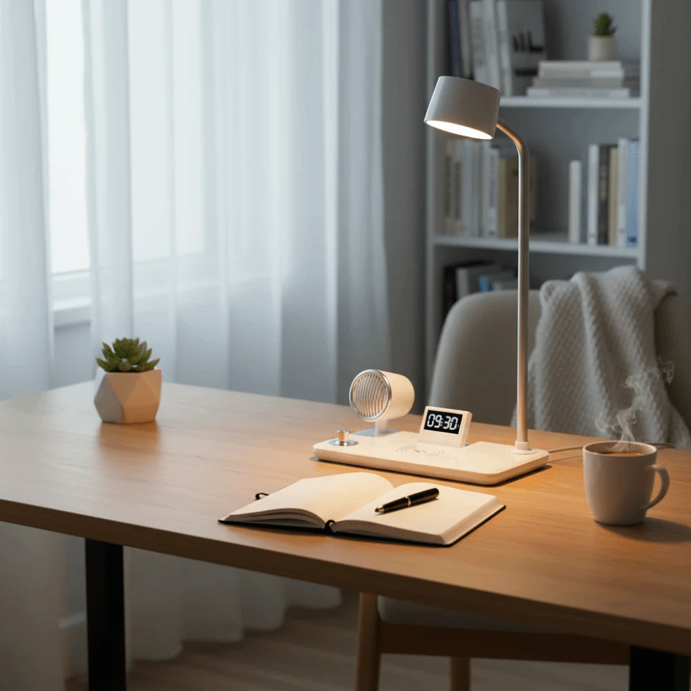 

Bluetooth USB-порт Светодиодная настольная лампа Подставка Часы Ночное освещение Светодиодная настольная лампа Многофункциональное беспроводное зарядное устройство Ночник Прикроватная тумбочка