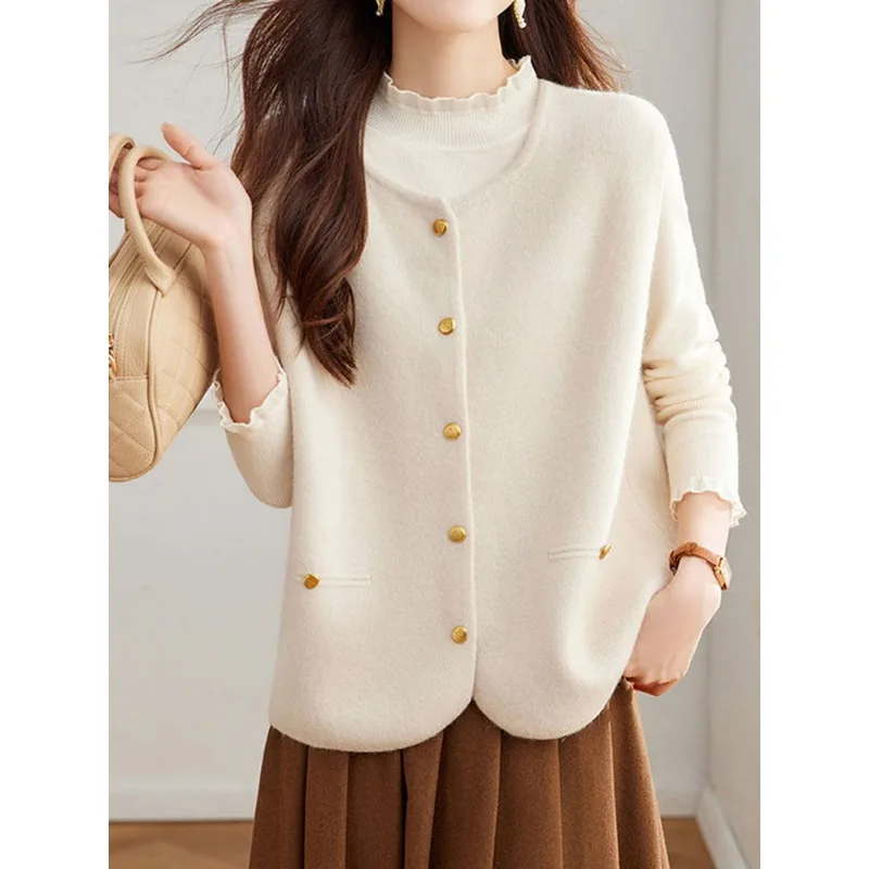 봄 신상 민소매 작은 골드 버클 니트 베스트 자켓 루즈핏 다용도 패셔너블 두꺼운 탑