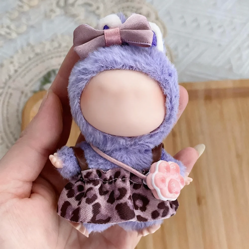 Ubranka dla lalek 10 cm dla Labubu 4.0, wzór w panterkę, luksusowe designerskie stroje dla lalek, spódnica, zestaw ubrań.