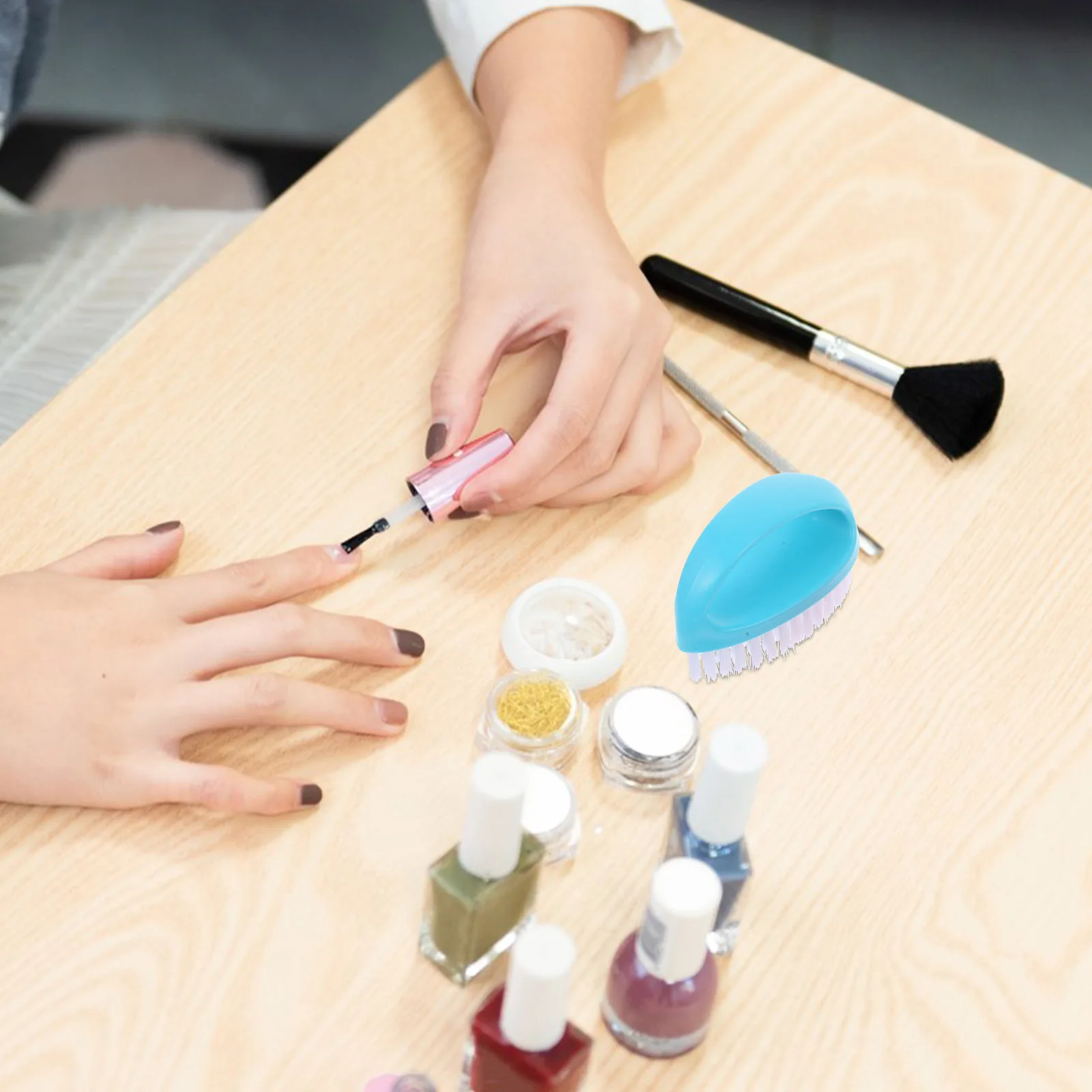 

2pcs Nail Cleaning Brush Pp Material Durable Portable For Home Travel Salon Use Small Fingernail Scrubber Multi-Functional