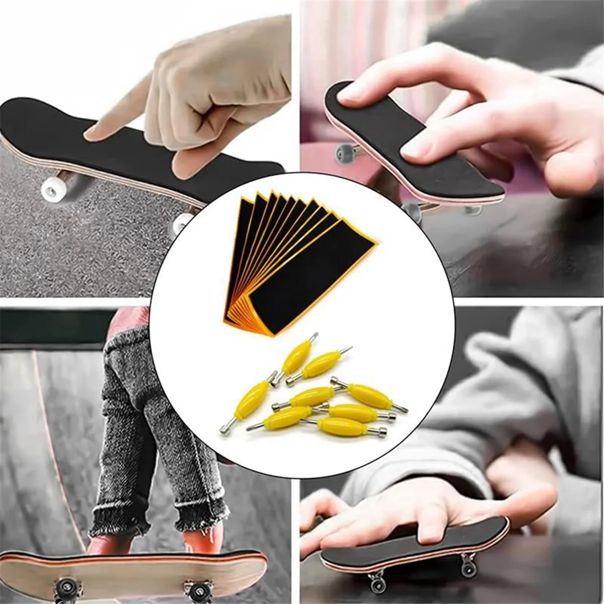 12 Pack Fingerboard Grip Tape Sticky Foam Sticker Replacement + Screwdriver Tool Nut Driver for Finger Skateboards