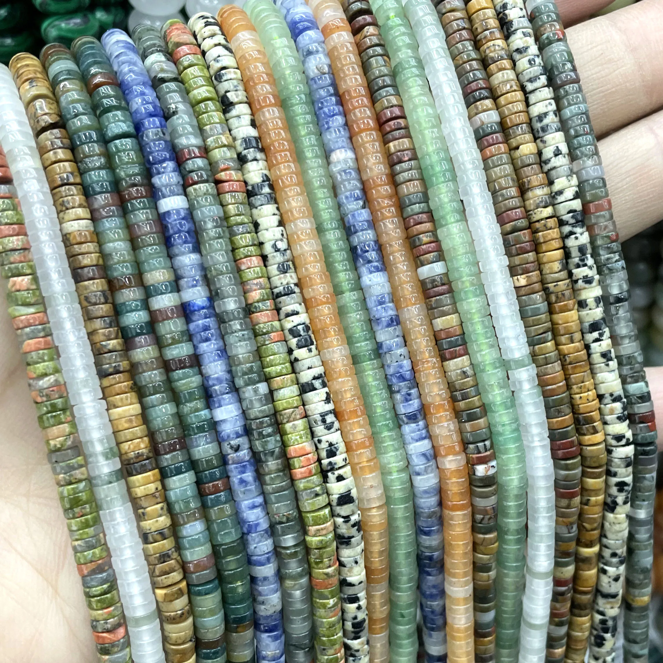 1x4mm ágata natural lápis-lazúli jades aventurina espaçador contas planas soltas para fazer jóias diy pulseiras colar acessórios